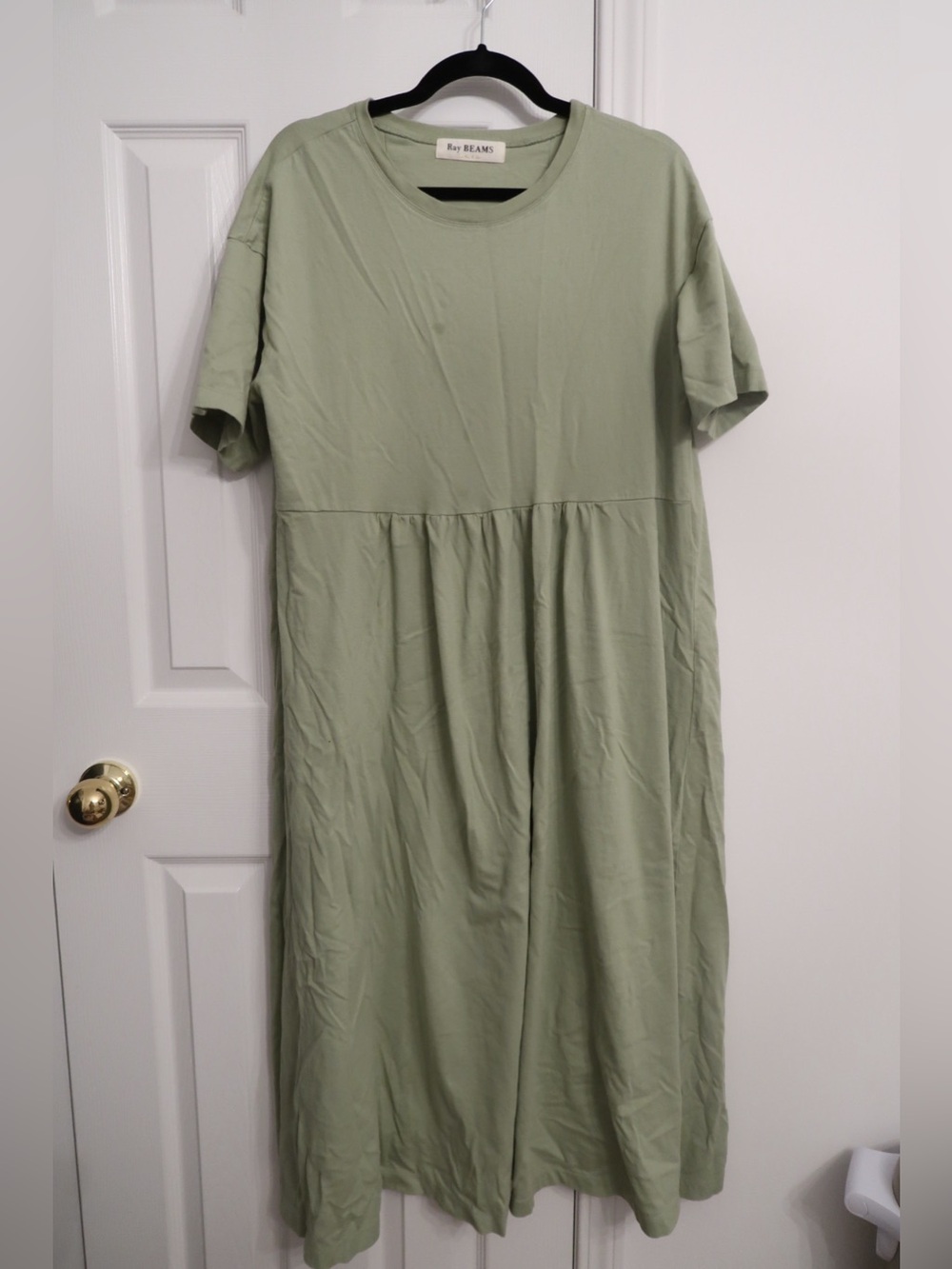 Ray BEAMS Light Sage Cotton Tee dress - Light Sage